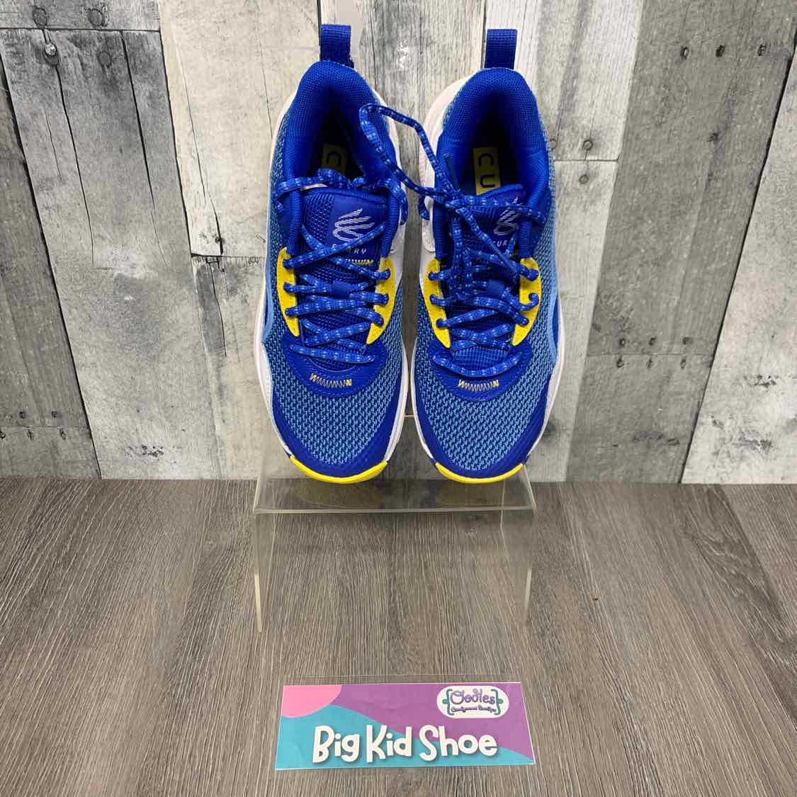 Size 5 Blue/Yellow Sport Brand Sneakers