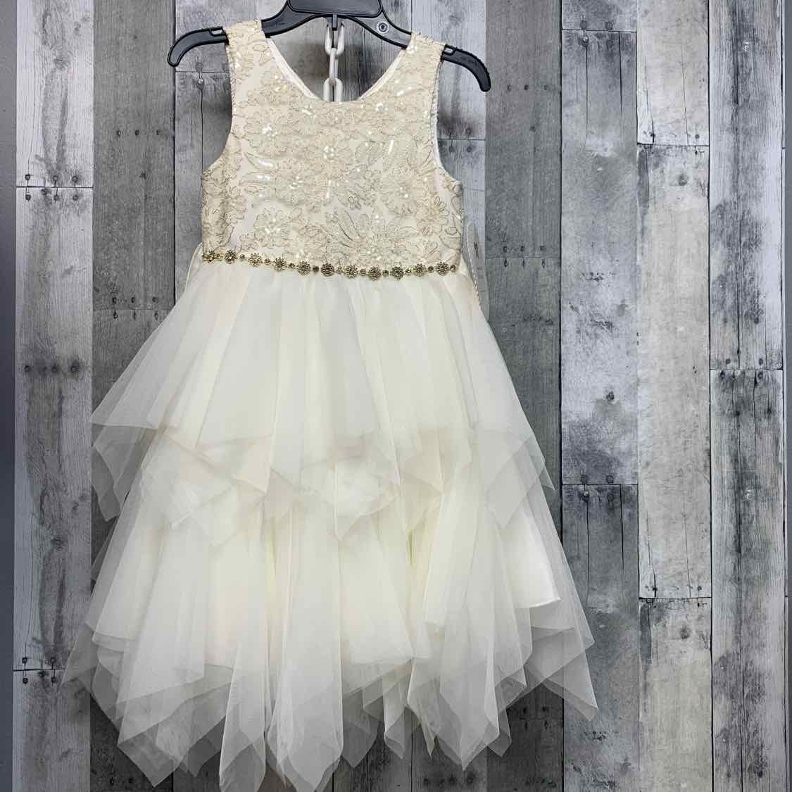 Size 8 White/Gold American Princess Dress