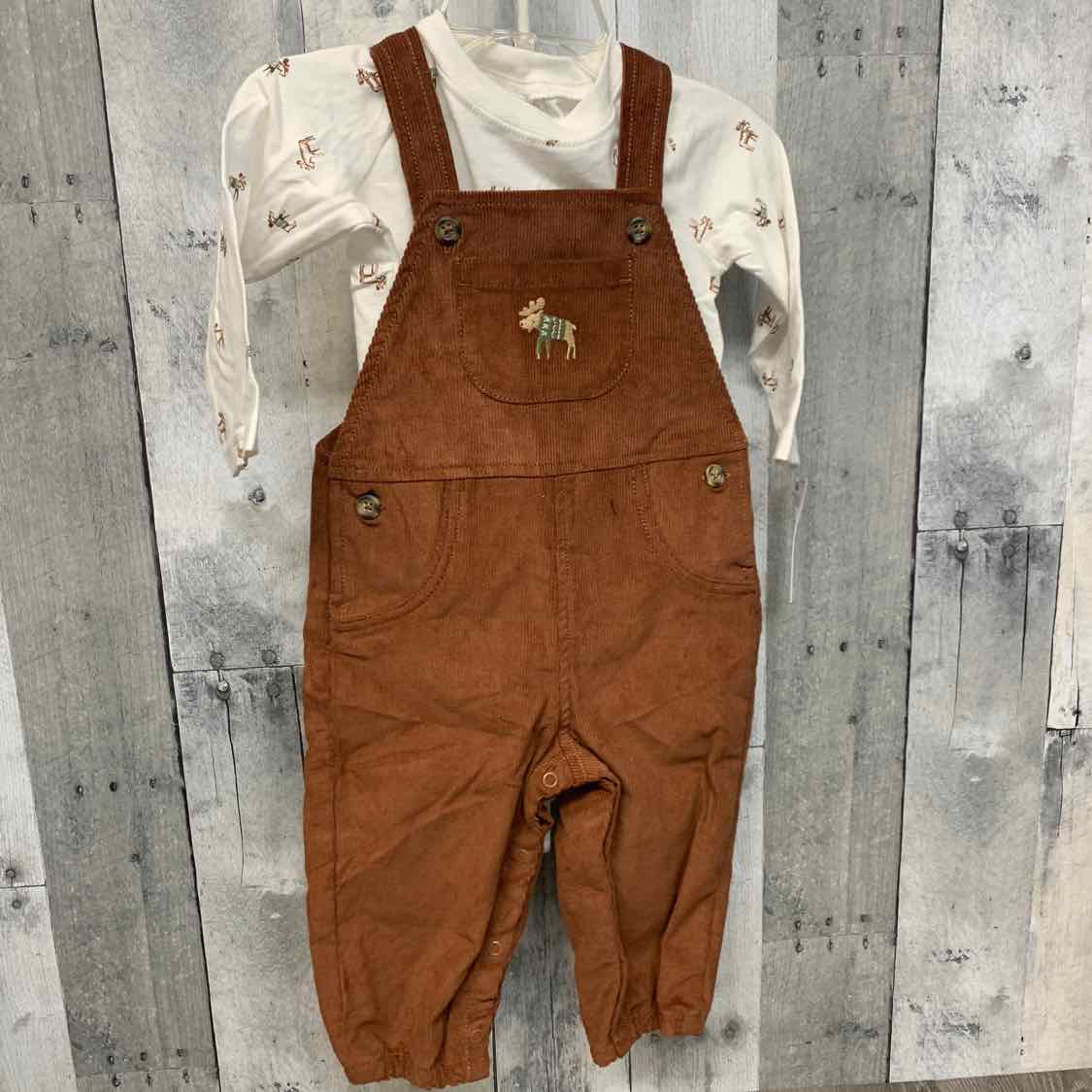 Size 12 Months White/Brown Just One You Shirt/Pants