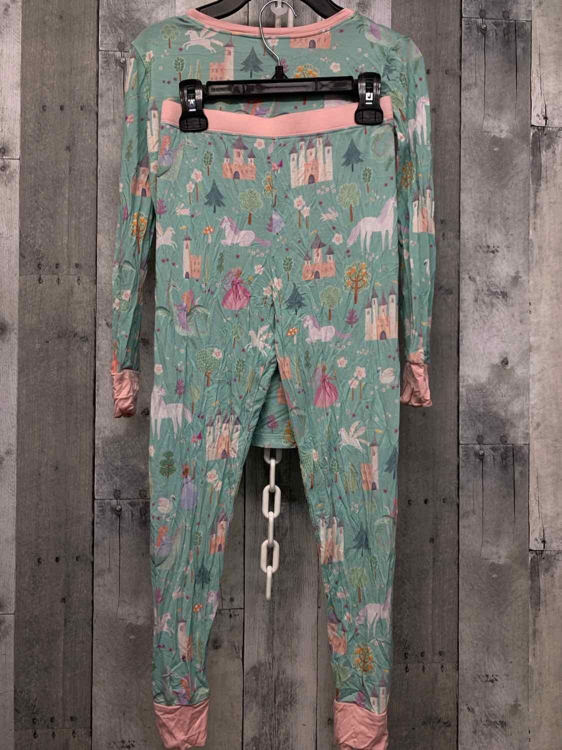 Size 9/10 Green/Pink Little Sleepies 2pc PJs