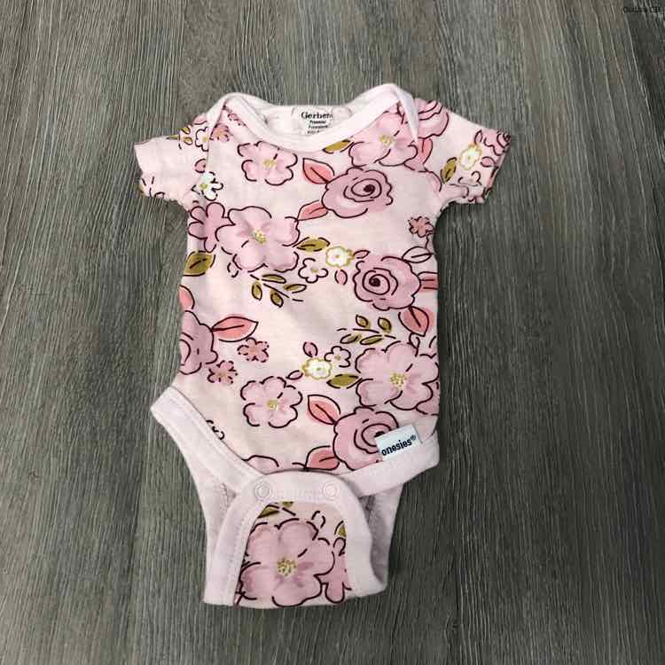 Size Preemie Pink Print Gerber Bodysuit - OodlesCB