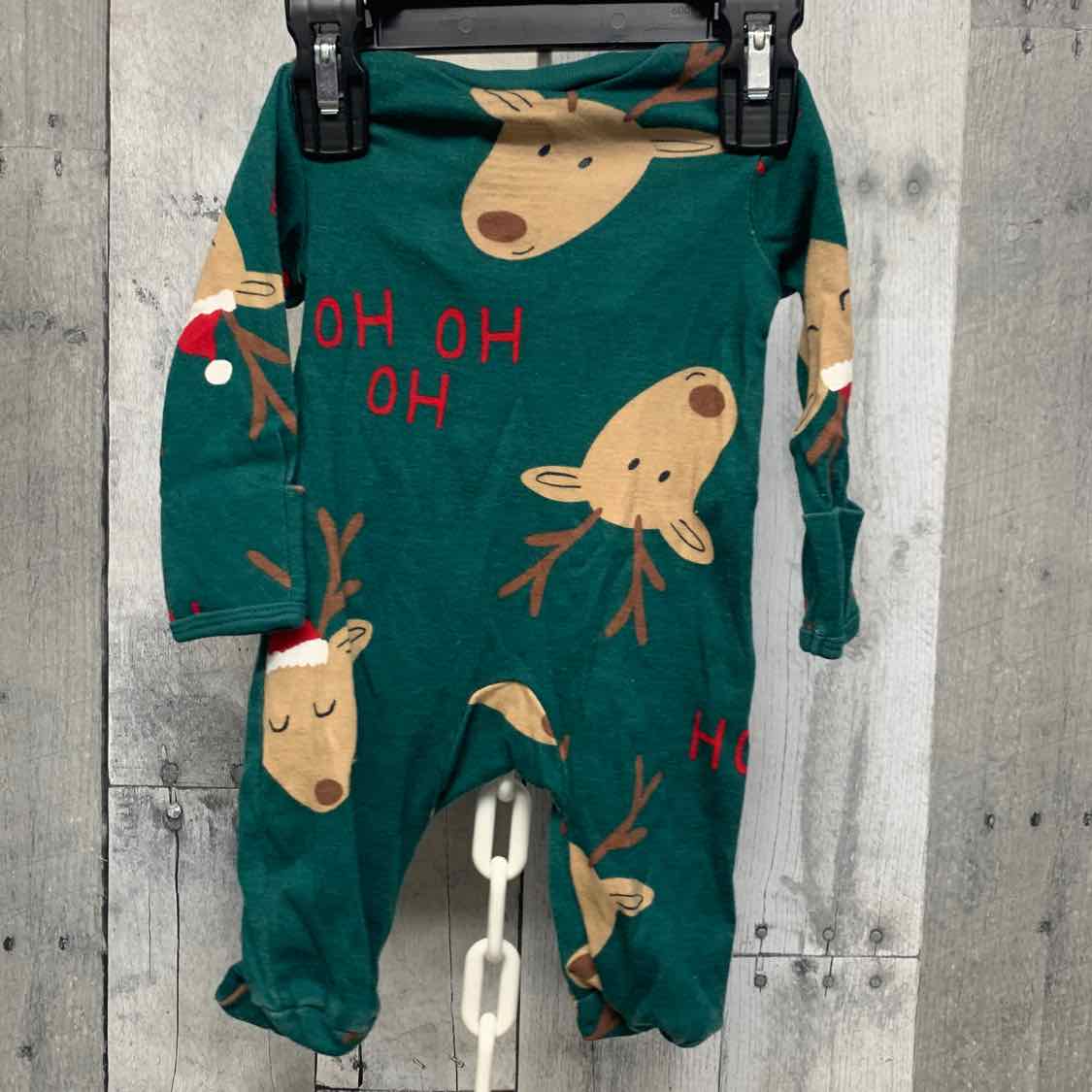 Size Newborn Green Print Carter's Footy PJs