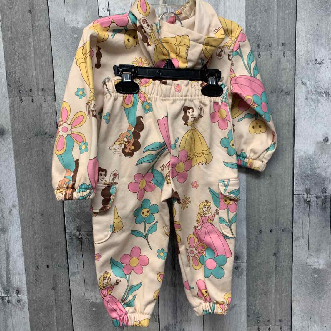 Size 2T Tan Print Disney Sweats - 2pc