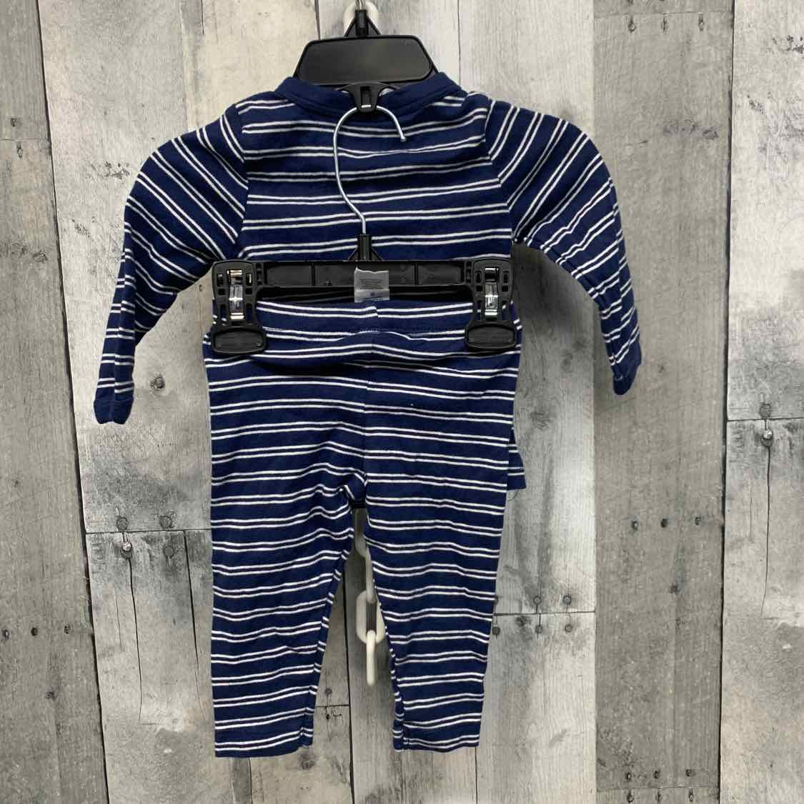 Size 6 Months Navy Striped Just One You Shirt/Pants