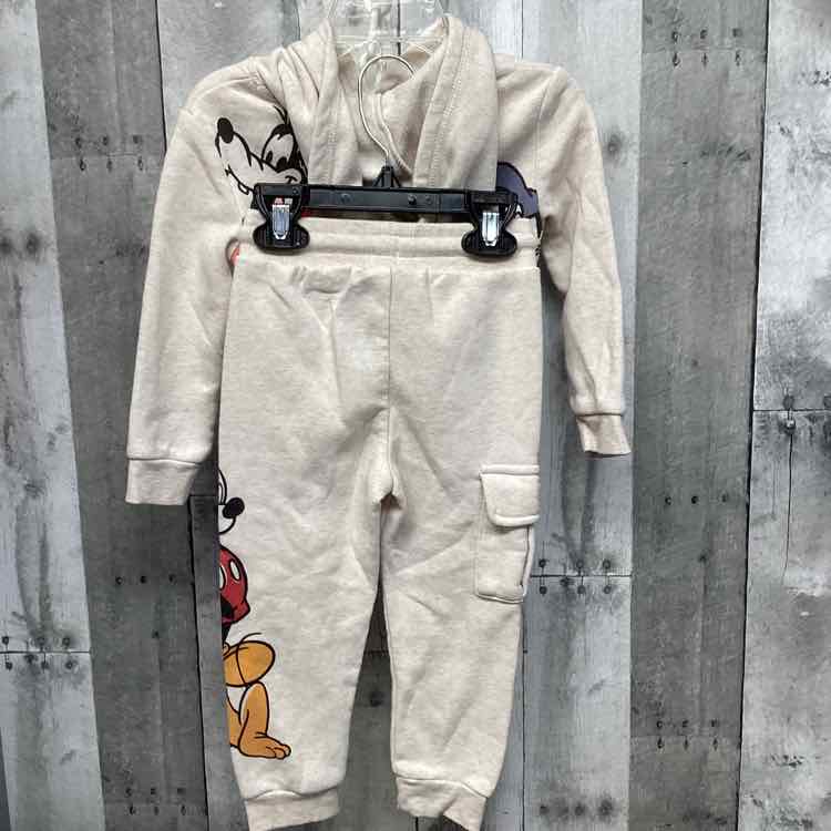 Size 2T Ivory/Red Disney Sweats - 2pc