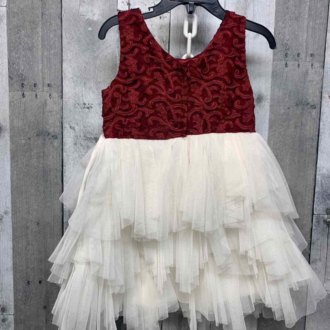 Size 4T Burgundy/White American Princess Dress - Party