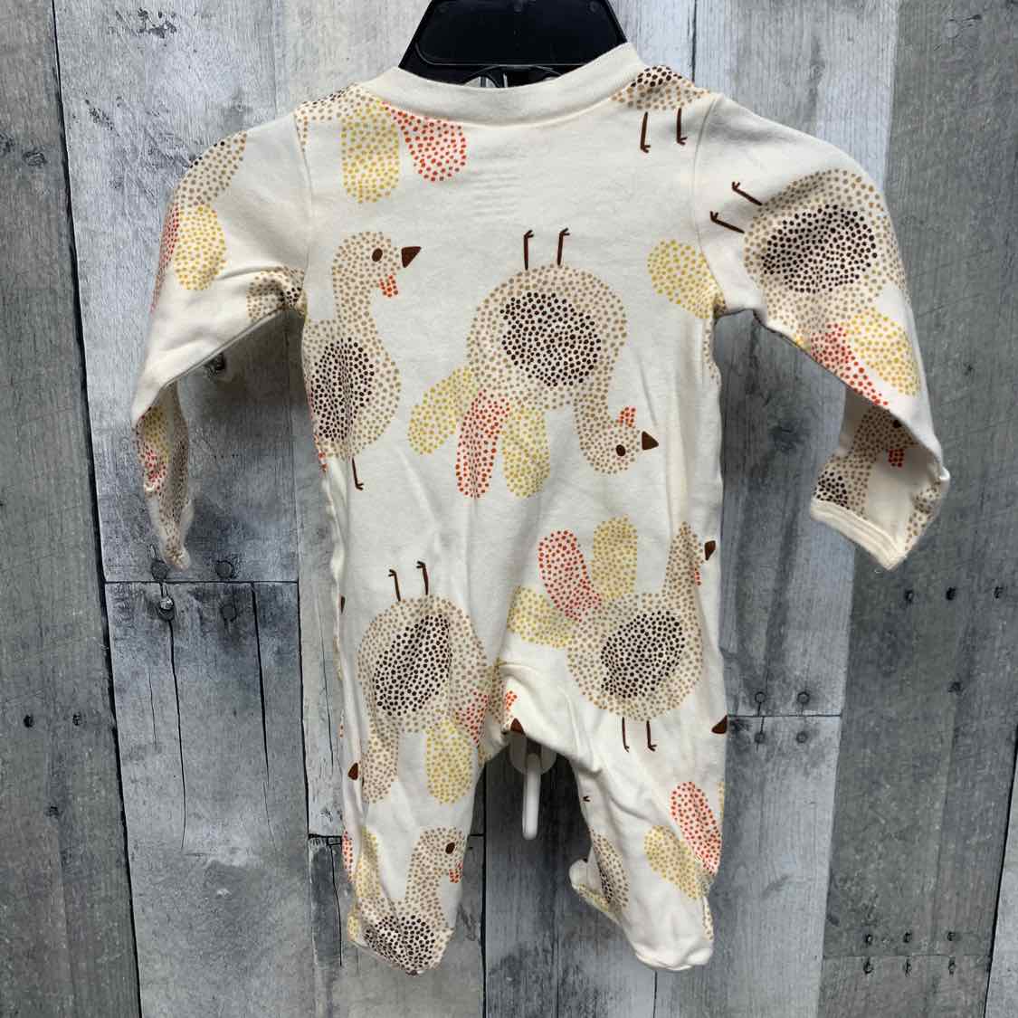 Size Newborn White/Brown Carter's Footy PJs