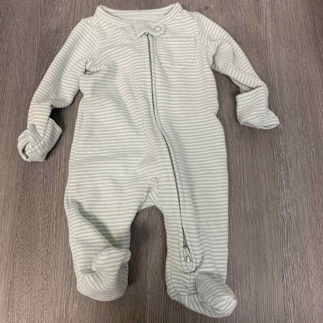 Size Preemie Green/White Child of Mine Footy PJs