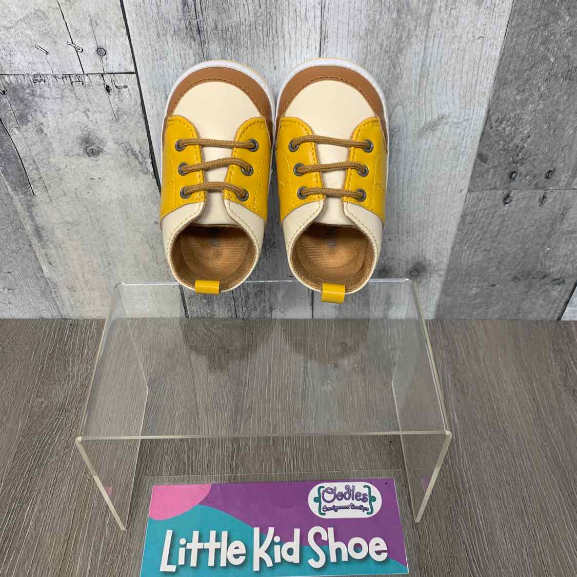 Size 3 Tan/Yellow Little Me Soft Sole Shoes