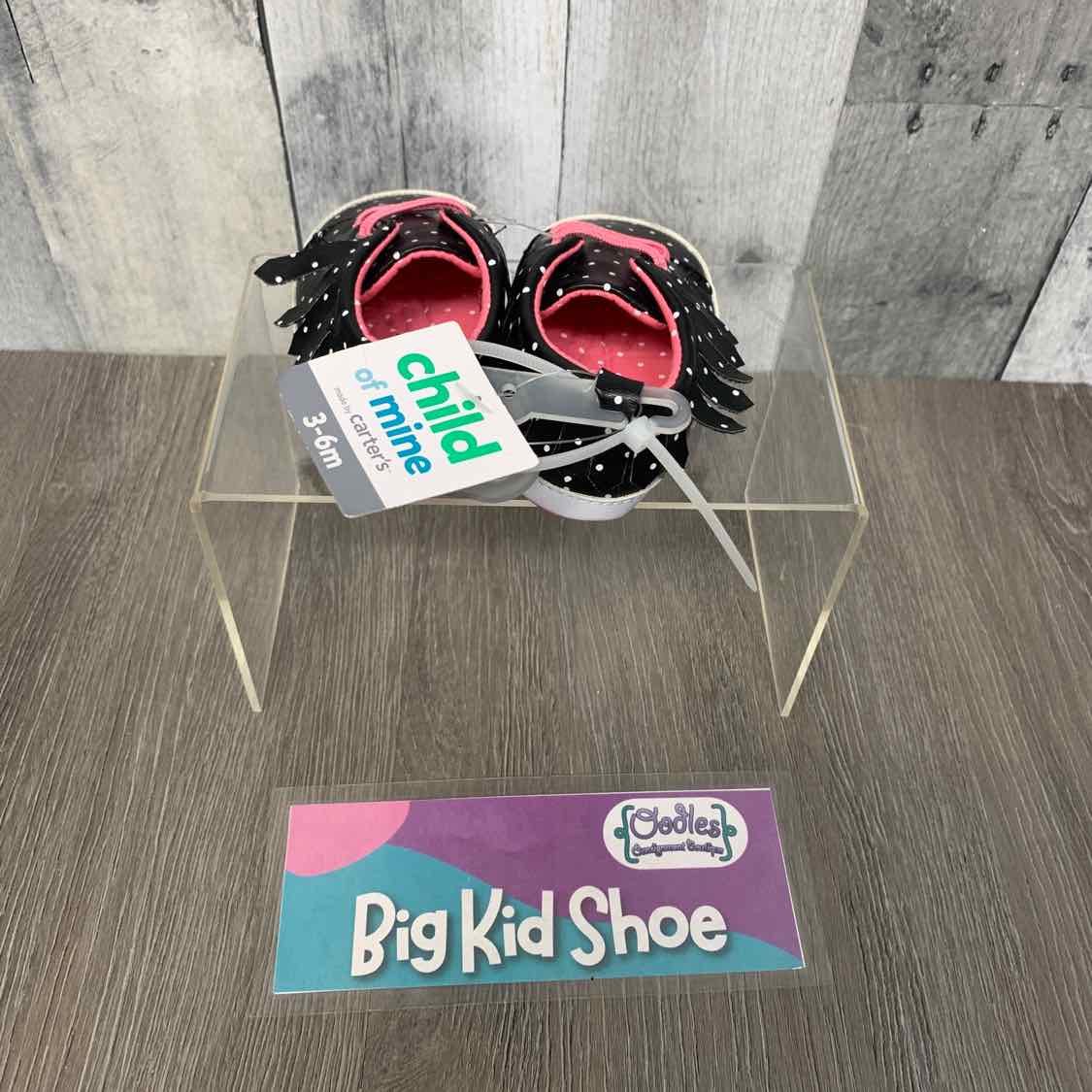 Size 3-6 Months Black/Pink Child of Mine Soft Sole Shoes