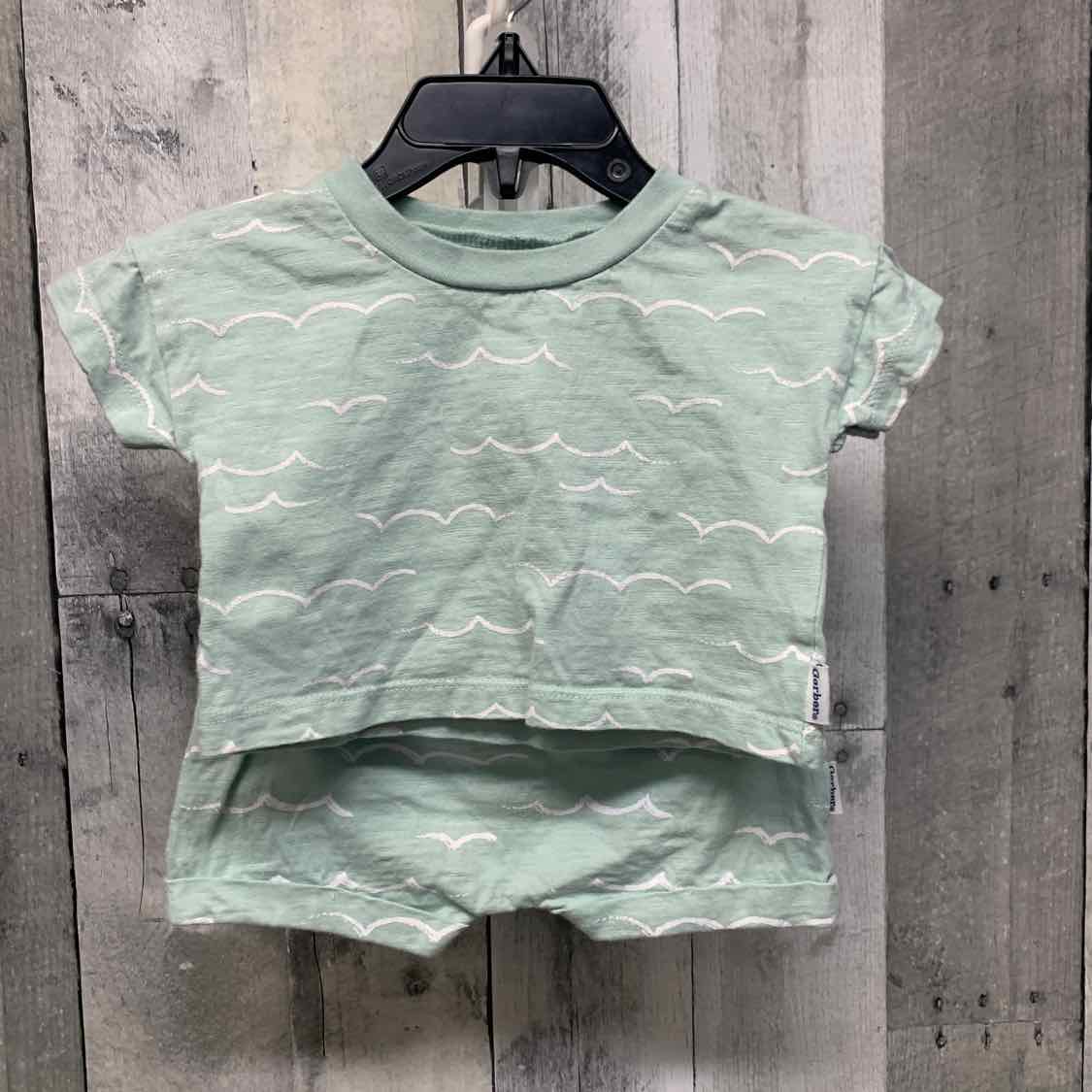 Size 0-3 Months Blue Print Gerber Shirt/Shorts