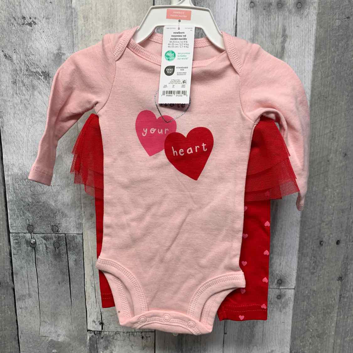 Size Newborn Pink/Red Just One You Shirt/Leggings