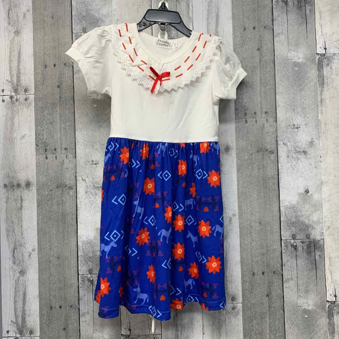 Size 3/4 White/Blue Presley Couture Dress