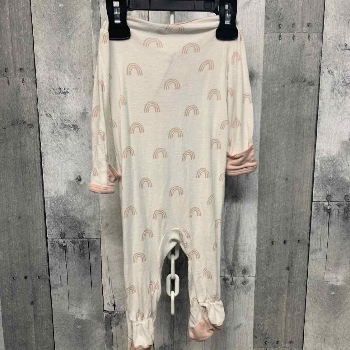 Size 0-3 Months White/Pink Cloud Island Footy PJs