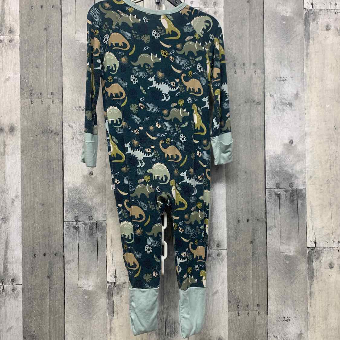 Size 18-24 Months Green Animal Print Bamboo Footy PJs