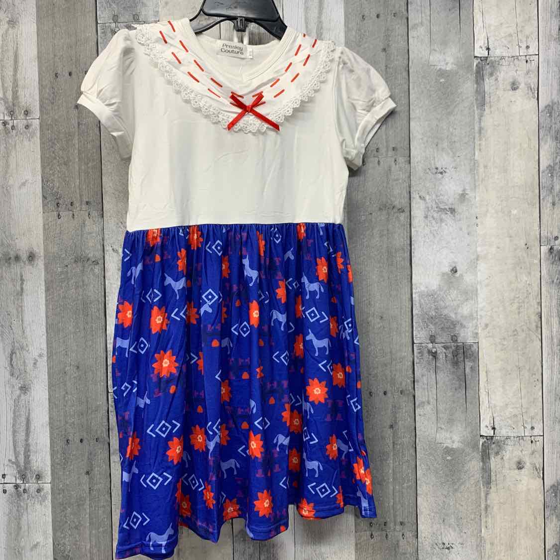 Size 9/10 White/Blue Presley Couture Dress - OodlesCB