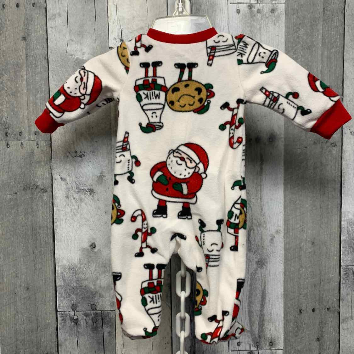 Size Newborn White Print Carter's Footy PJs