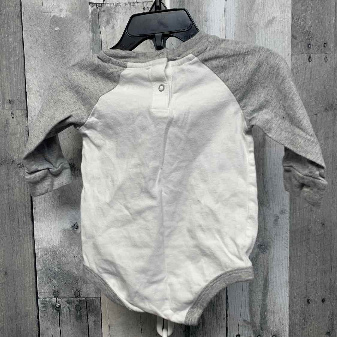 Size 6 Months White/Blue Sport Brand Bodysuit
