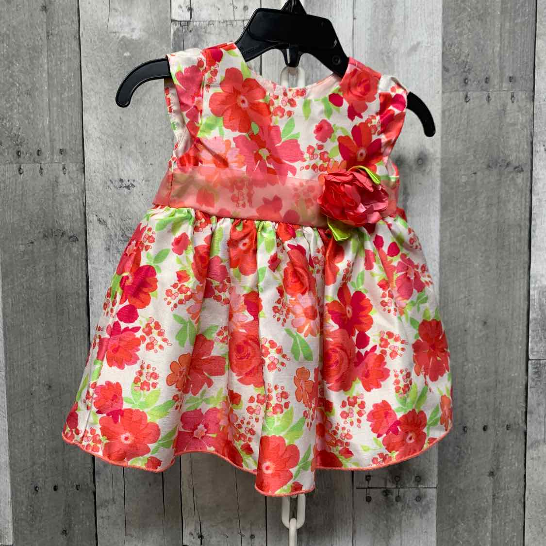 Size 6-9 Months Pink Floral Print Youngland Dress - Party