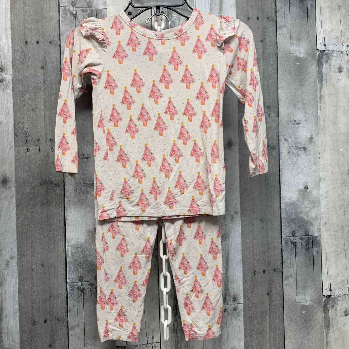 Size 4 White Print Bamboo 2pc PJs