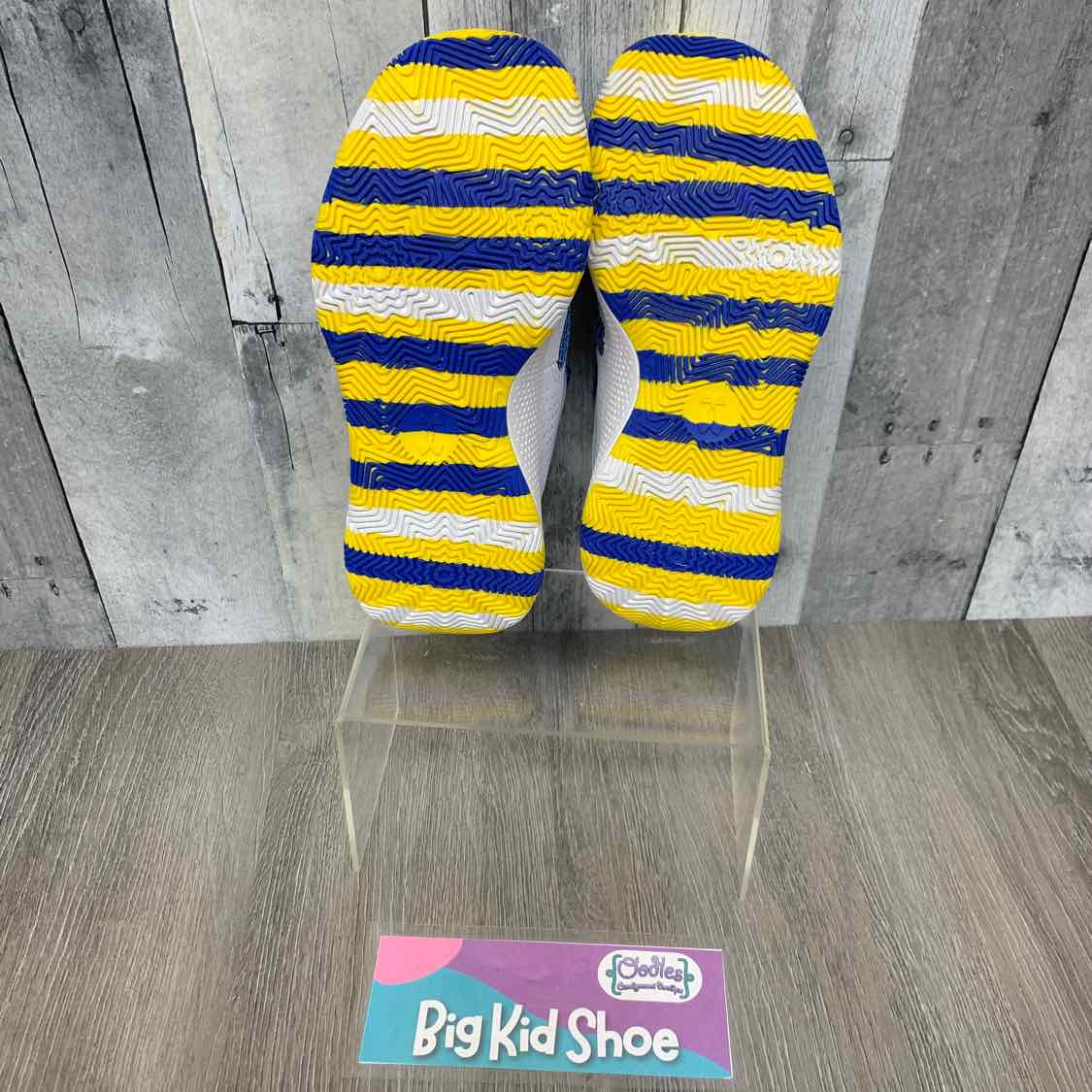 Size 4 Blue/Yellow Sport Brand Sneakers