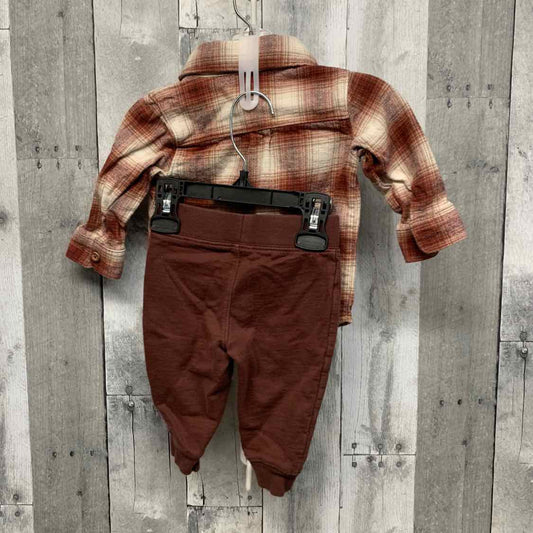 Size 6 Months Burgundy Plaid Carter's Shirt/Pants