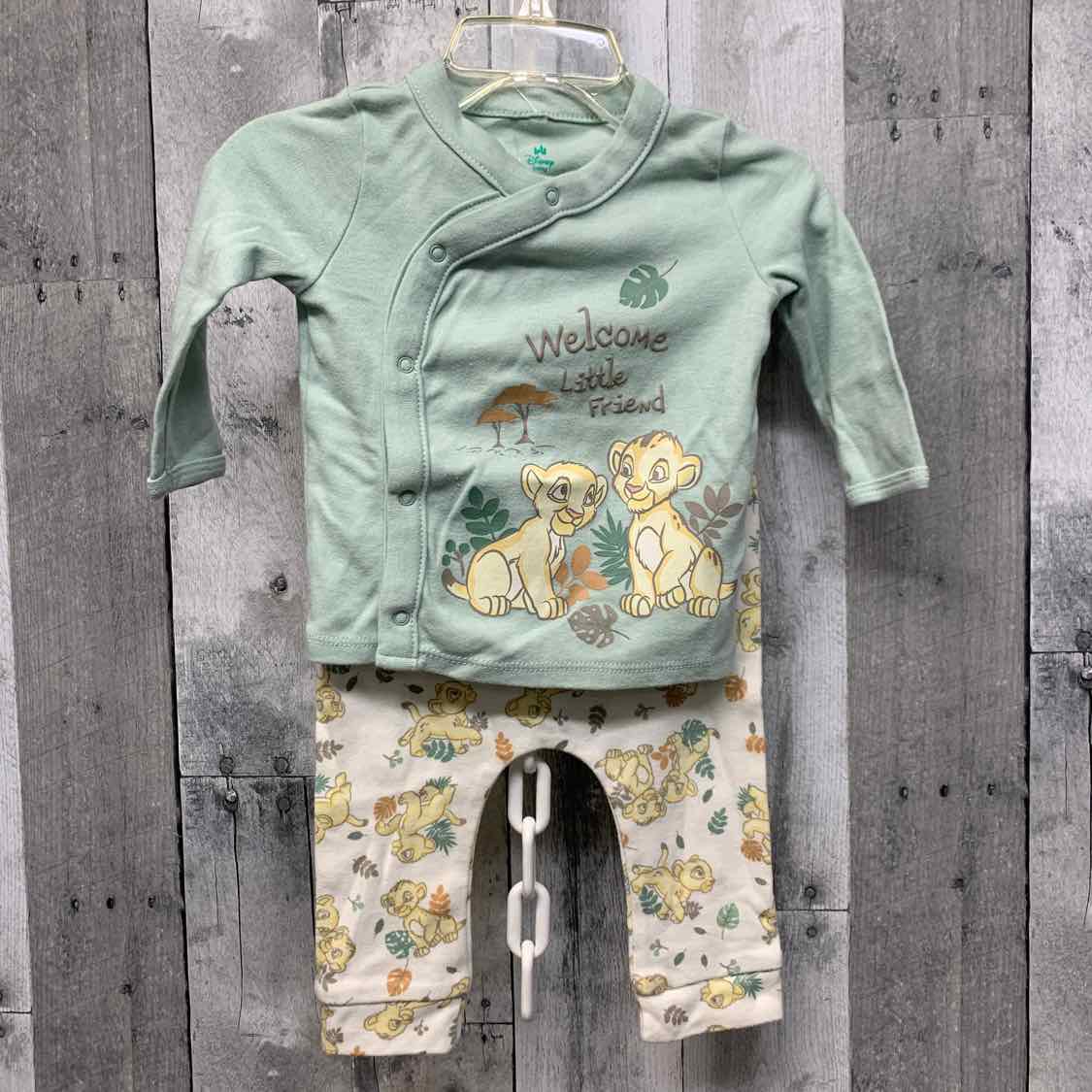 Size 3-6 Months Green/White Disney Shirt/Pants