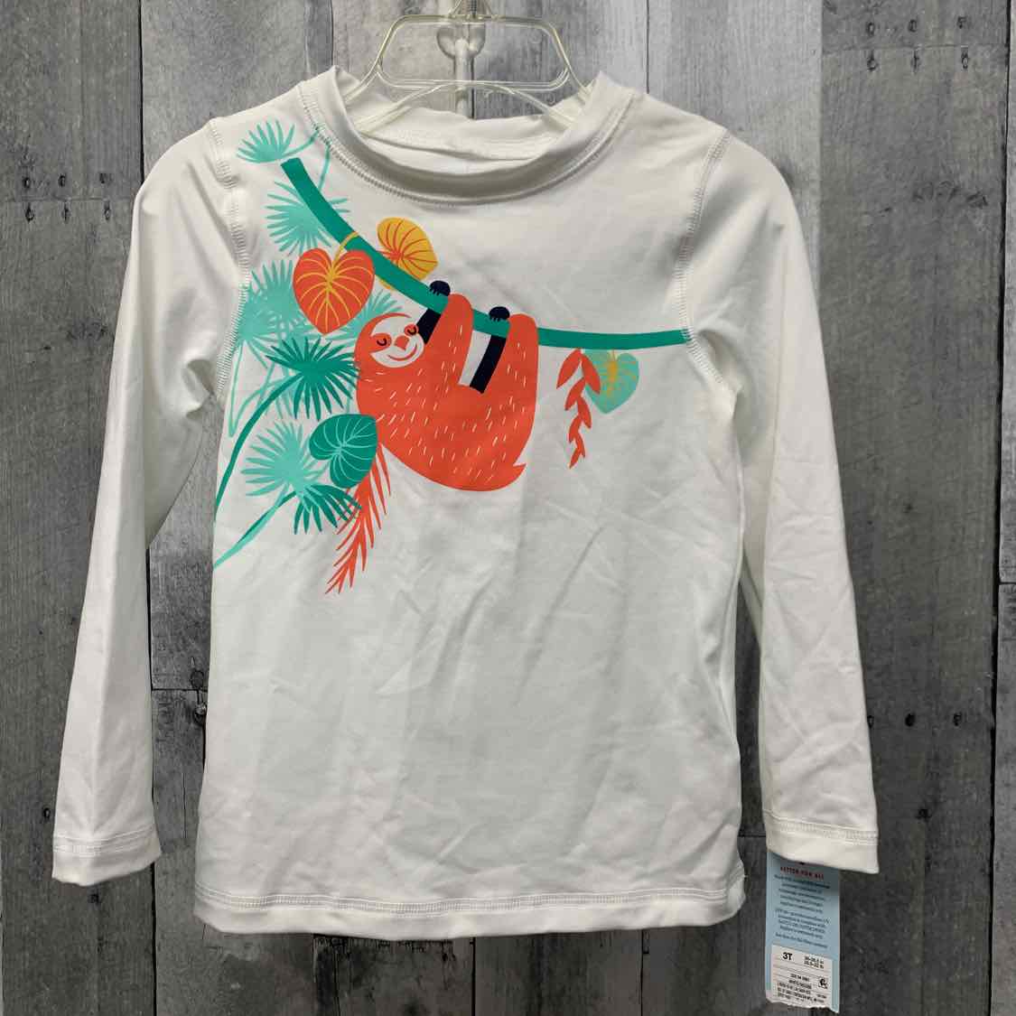 Size 3T White Graphic Cat & Jack Swim Top