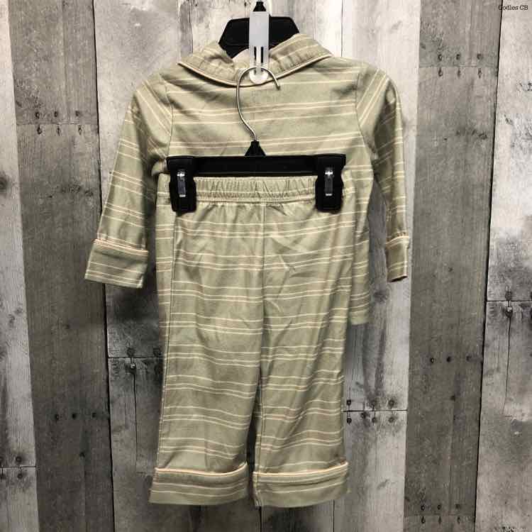 Size 12 Months Green Striped B Brand 2pc PJs