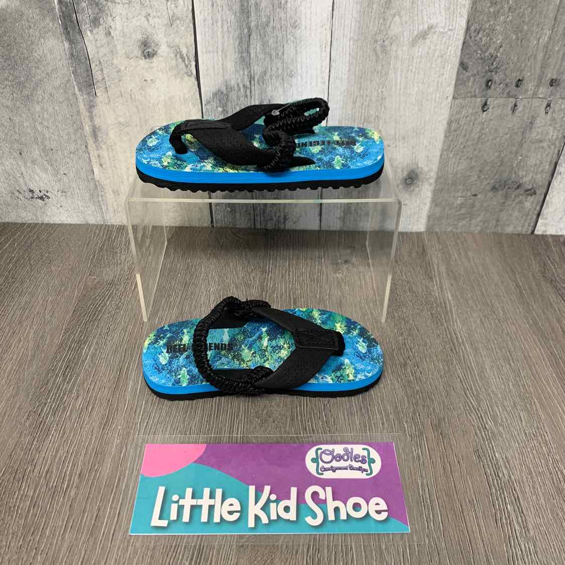 Size 8 Blue/Black Reel Legends Flip Flops - OodlesCB