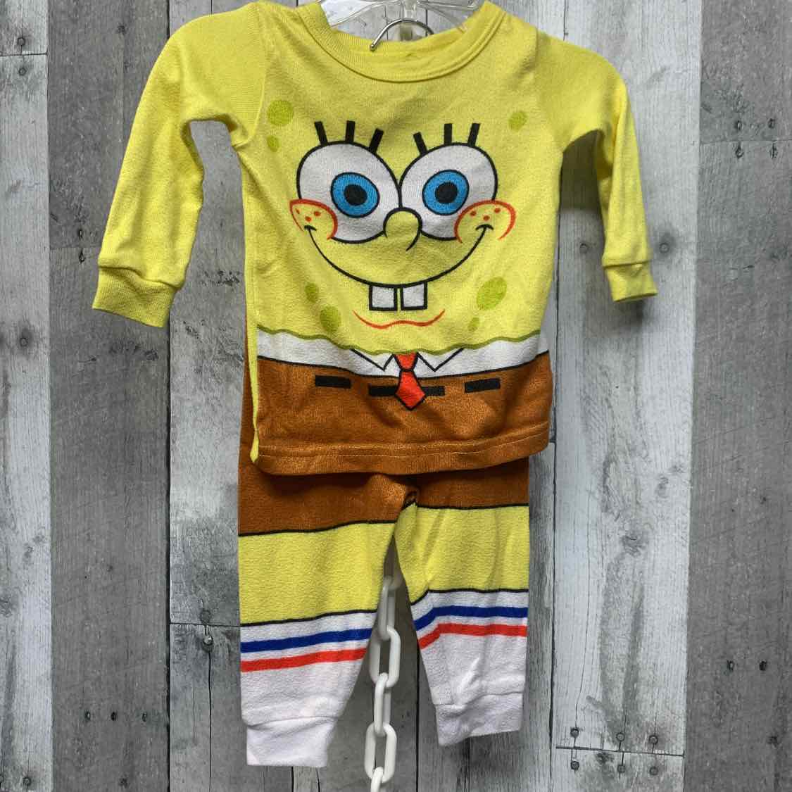 Size 12 Months Yellow/Brown Spongebob 2pc PJs