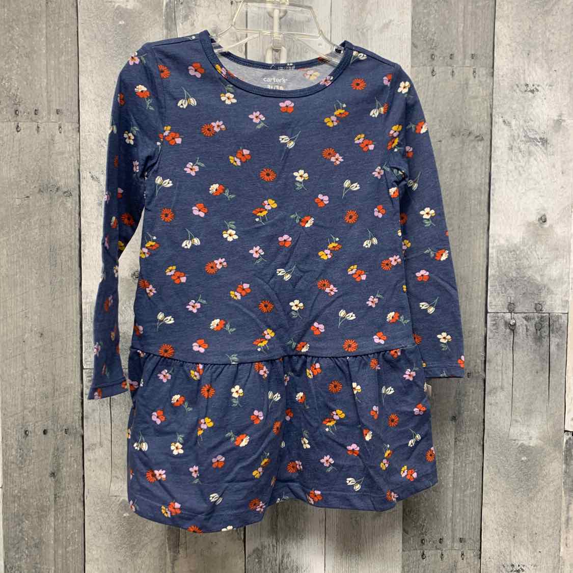 Size 3T Navy Floral Carter's LS Dress