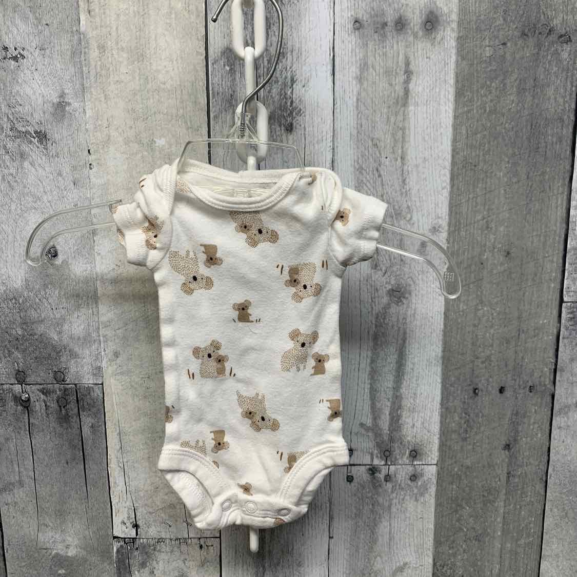 Size Preemie White/Brown Child of Mine Bodysuit