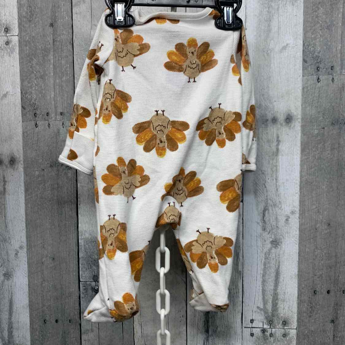 Size 0-3 Months White Graphic Child of Mine Footy PJs