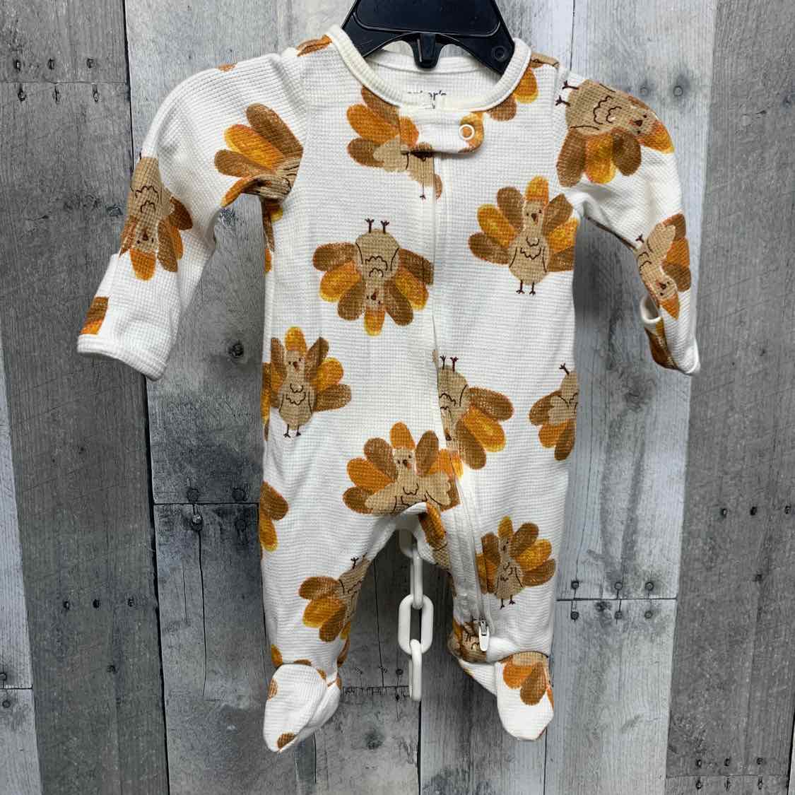 Size Newborn Ivory Print Child of Mine Footy PJs