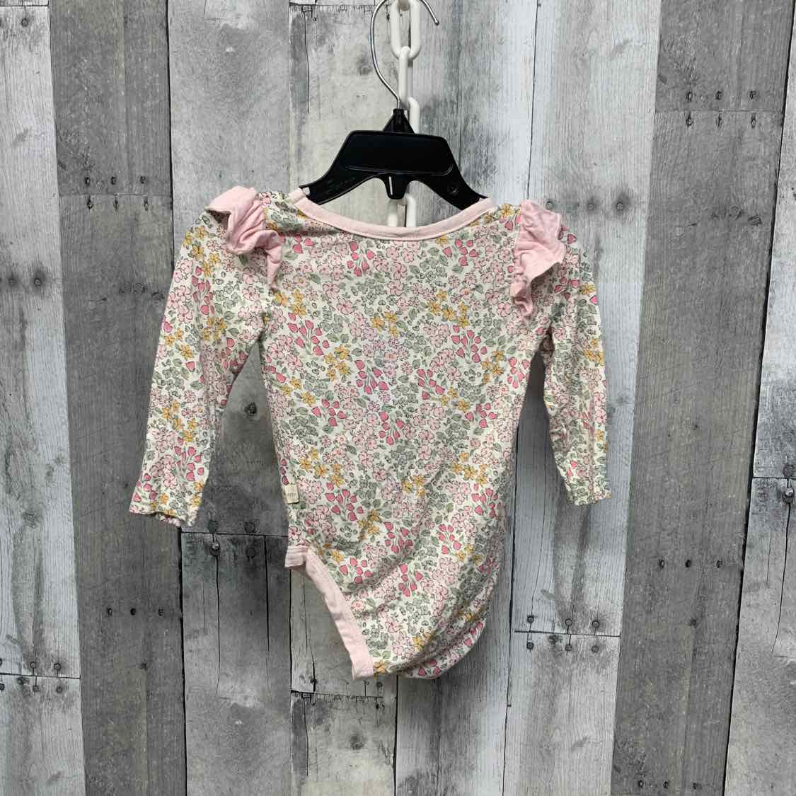 Size 6-9 Months Pink Floral Print Bamboo Bodysuit