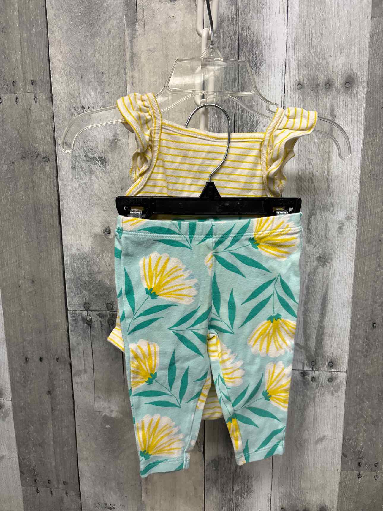 Size 6 Months Yellow/Teal Carter's Shirt/Leggings