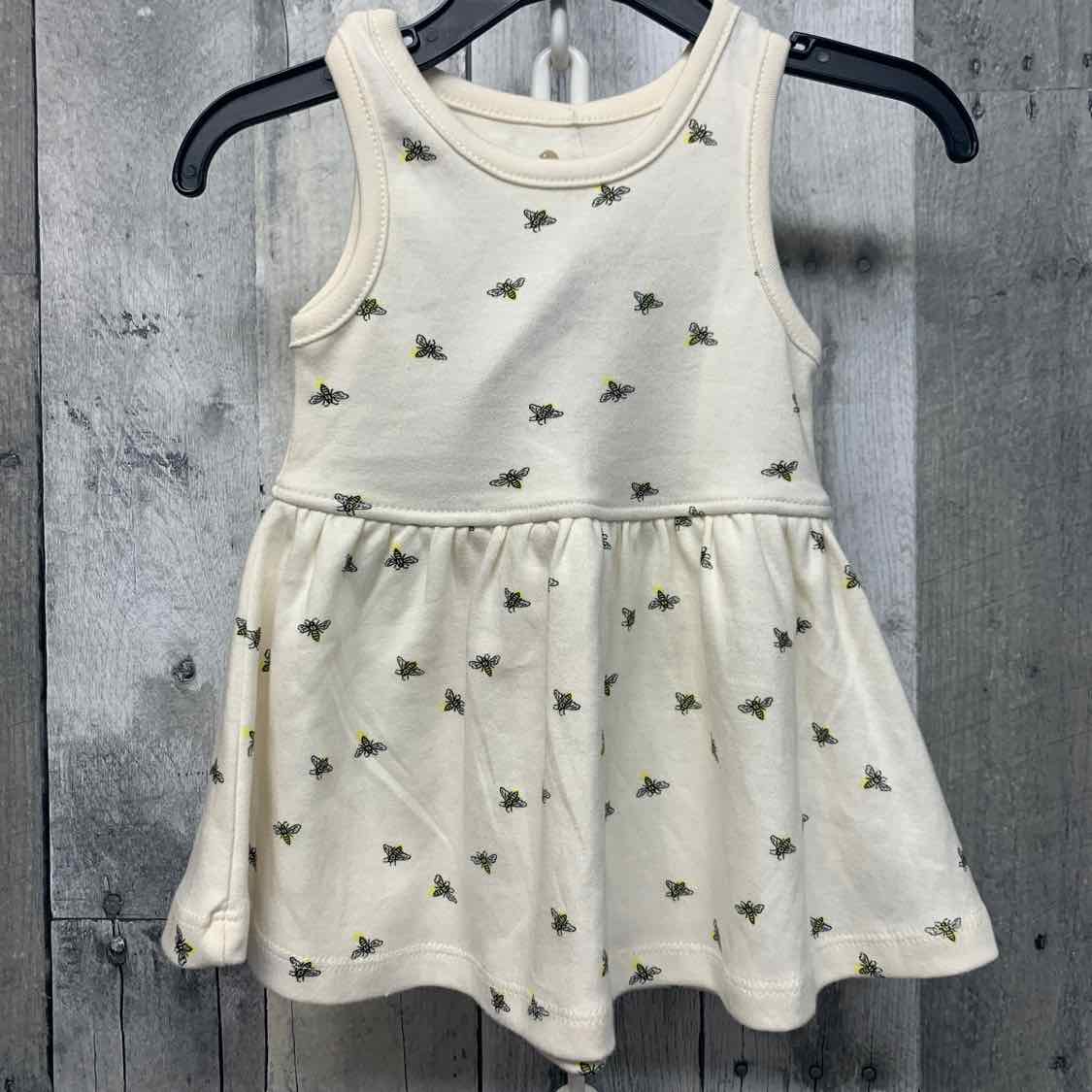 Size 0-3 Months White Print Name Brand Dress - Knit - OodlesCB