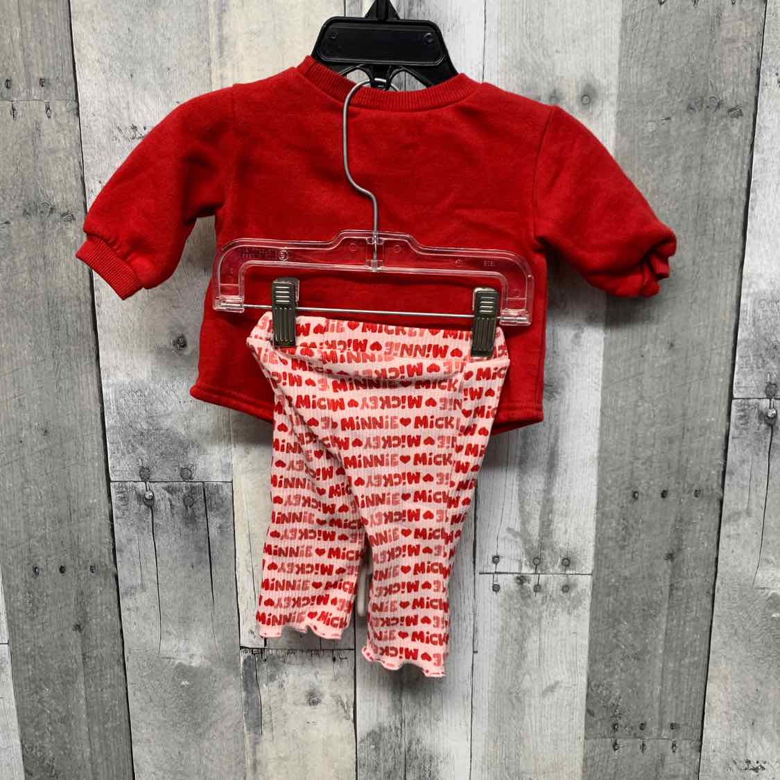 Size 0-3 Months Red Print Disney Shirt/Pants