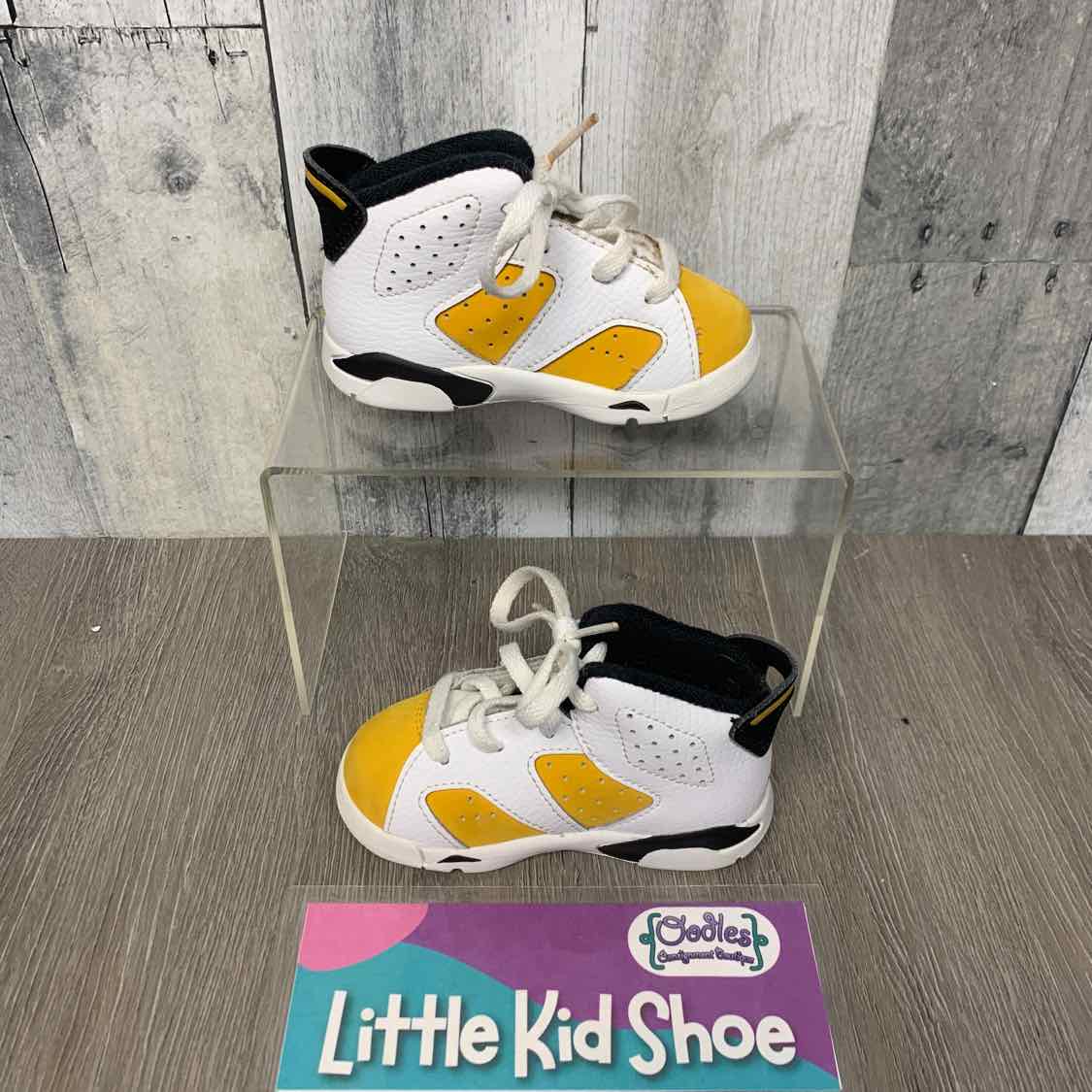 Size 5 White/Yellow Sport Brand Sneakers