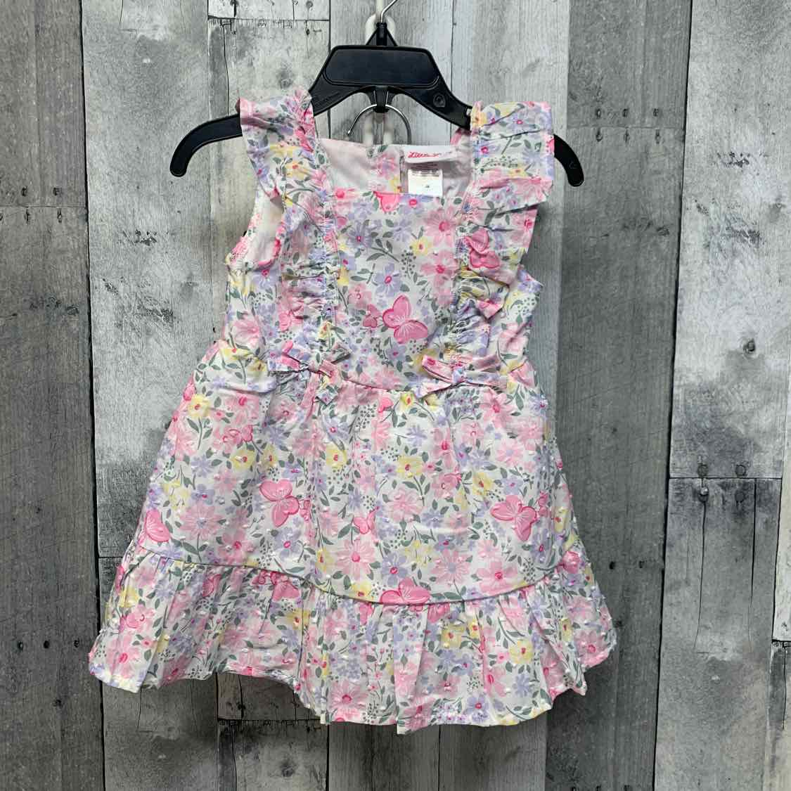 Size 18 Months White Floral Print Little Lass 2pc Dress
