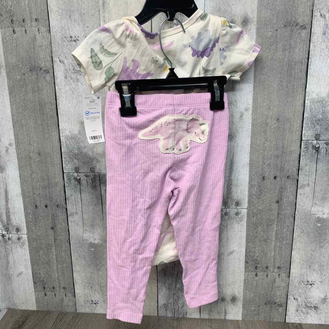 Size 18 Months White/Purple Carter's Shirt/Leggings