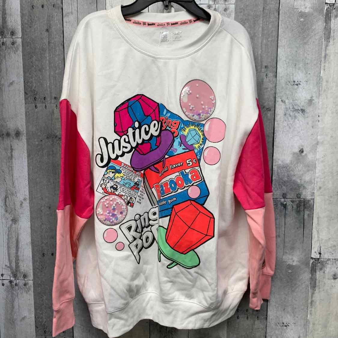 Size 16/18 White Graphic Justice Sweat Shirt