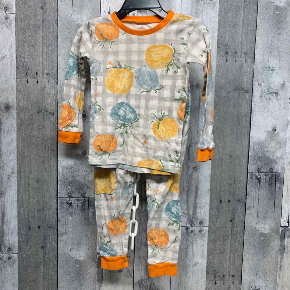 Size 2T Gray/Orange Burt's Bees Baby 2pc PJs