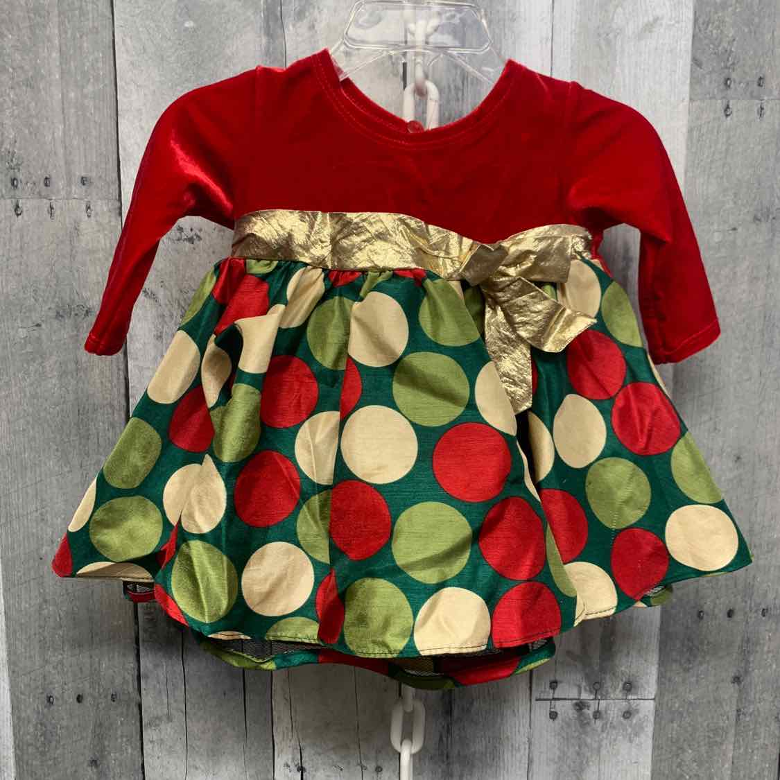 Size 0-3 Months Red/Green Bonnie Jean/Baby Dress - Party