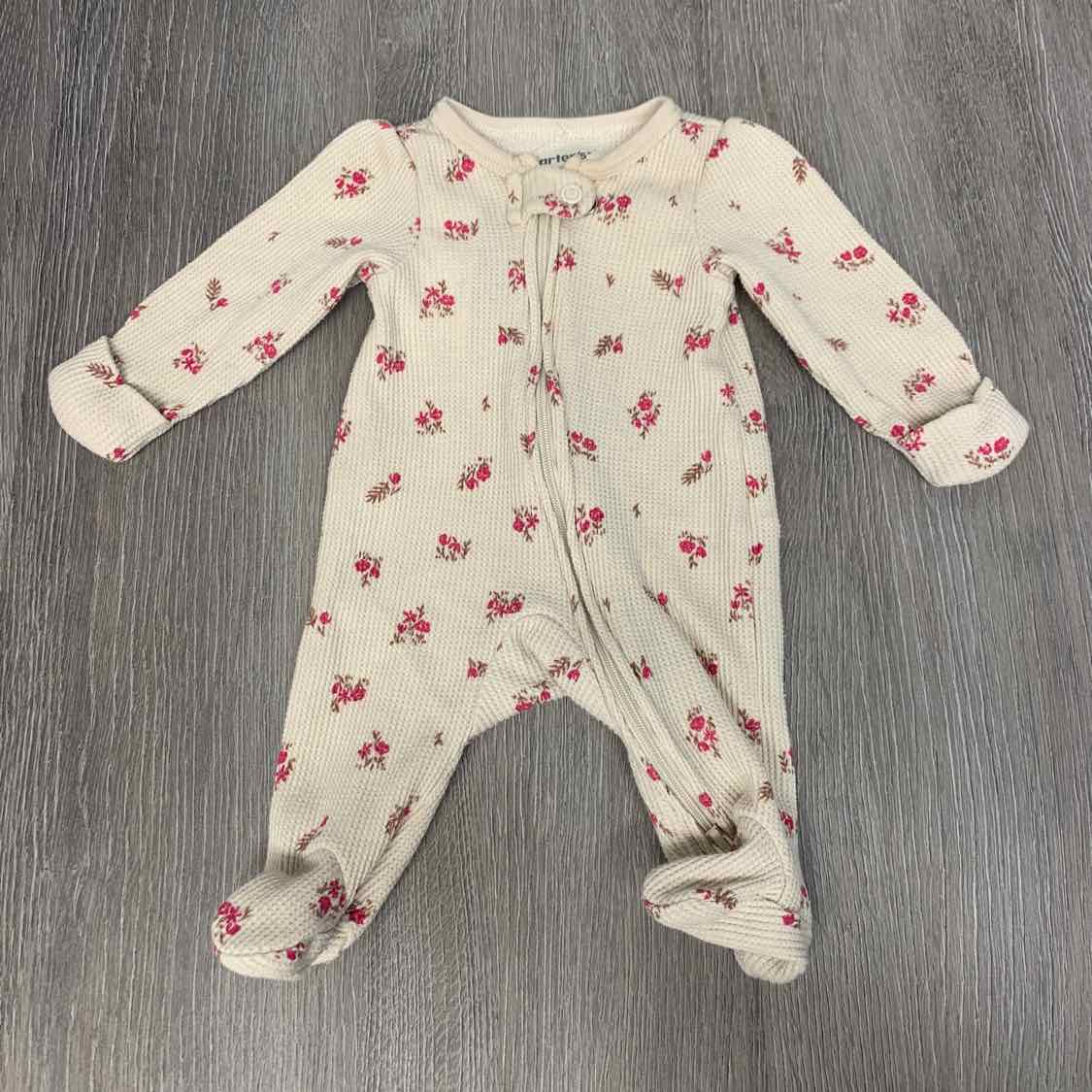 Size Preemie Tan Print Carter's Footy PJs