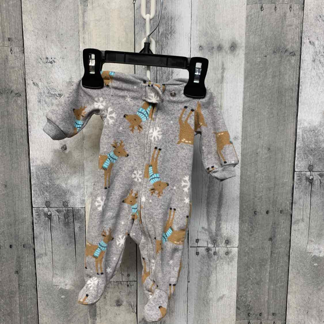 Size Preemie Gray Print Simple Joys Footy PJs