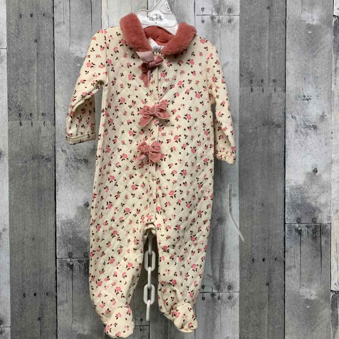 Size 6-9 Months Ivory/Pink Name Brand Footy PJs