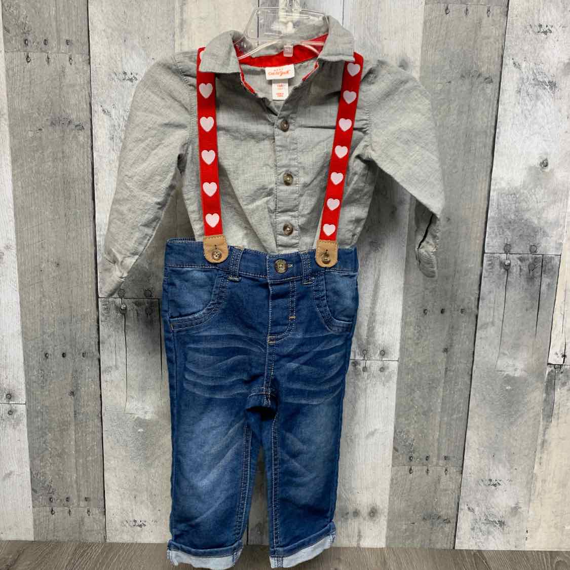 Size 12 Months Denim/Gray Cat & Jack Shirt/Pants