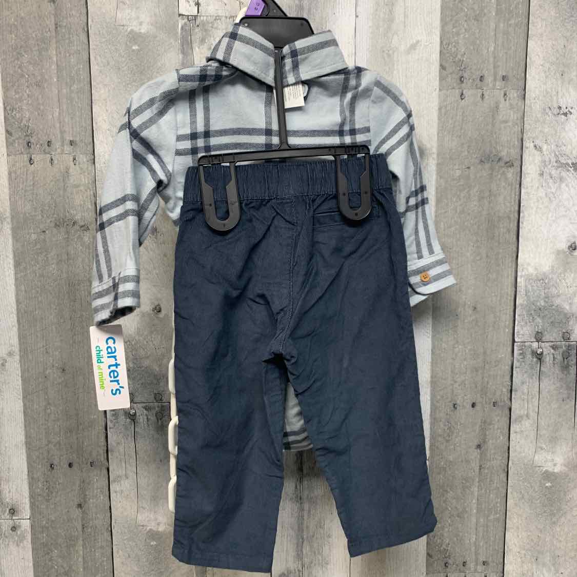 Size 12 Months Gray Plaid Child of Mine Shirt/Pants